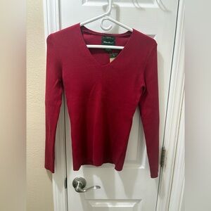 Eddie Bauer Deep Red V-Neck Sweater